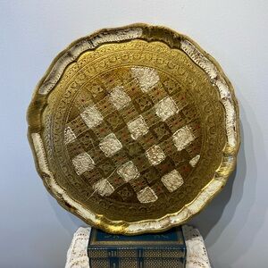 Large Round Gold Florentine Tray-SCRATCHED